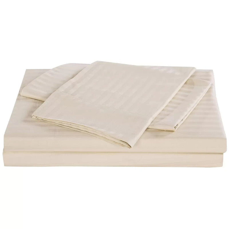 Kensington 1200 TC Cotton Stripe Single Sheet Set Sand