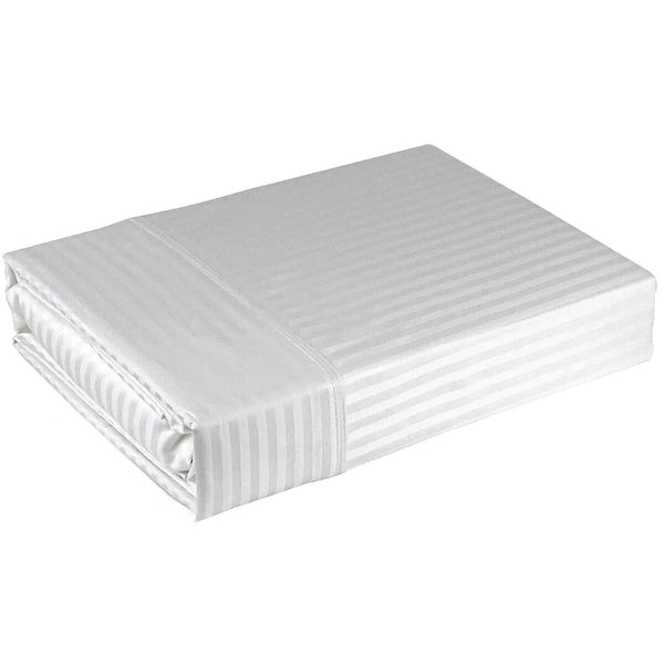 Ramesses 1000 TC Pima Cotton Narrow Stripe Queen Sheet Set White