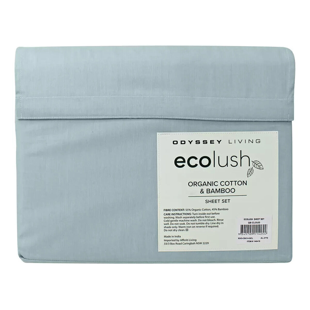 Odyssey Living Eco Lush Organic Cotton and Bamboo King Sheet Set Cloud
