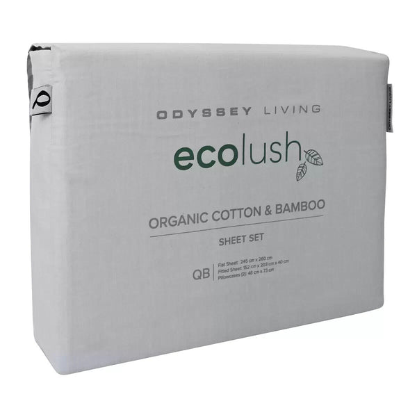 Odyssey Living Eco Lush Organic Cotton and Bamboo King Sheet Set Silver