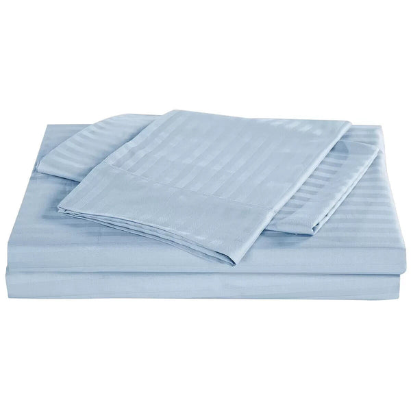 Kensington 1200TC Stripe Cotton Sheet Set Double Chambray