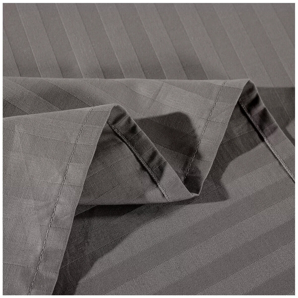 Kensington 1200TC Stripe Cotton Sheet Set Double Charcoal