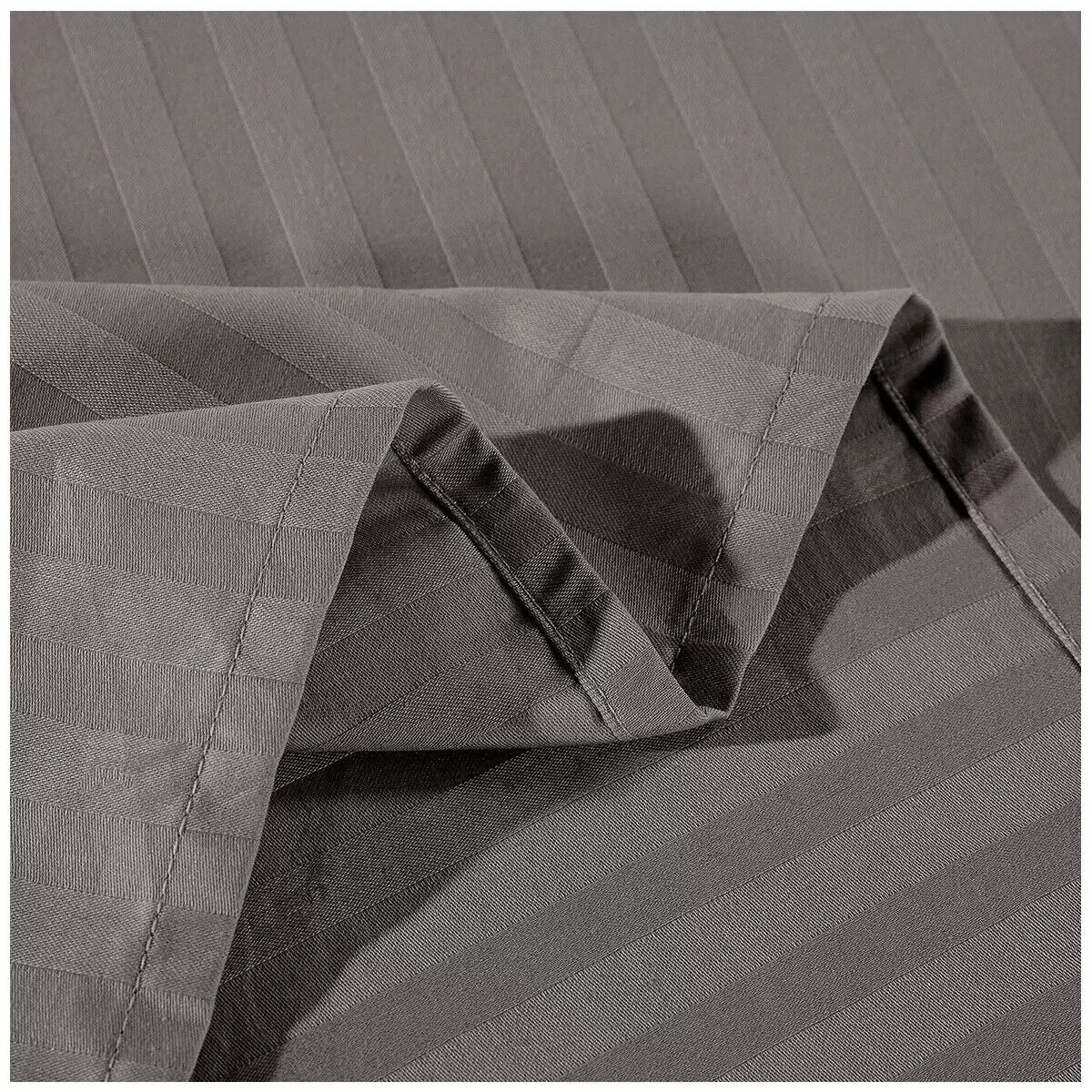 Kensington 1200TC Stripe Cotton Sheet Set Double Charcoal