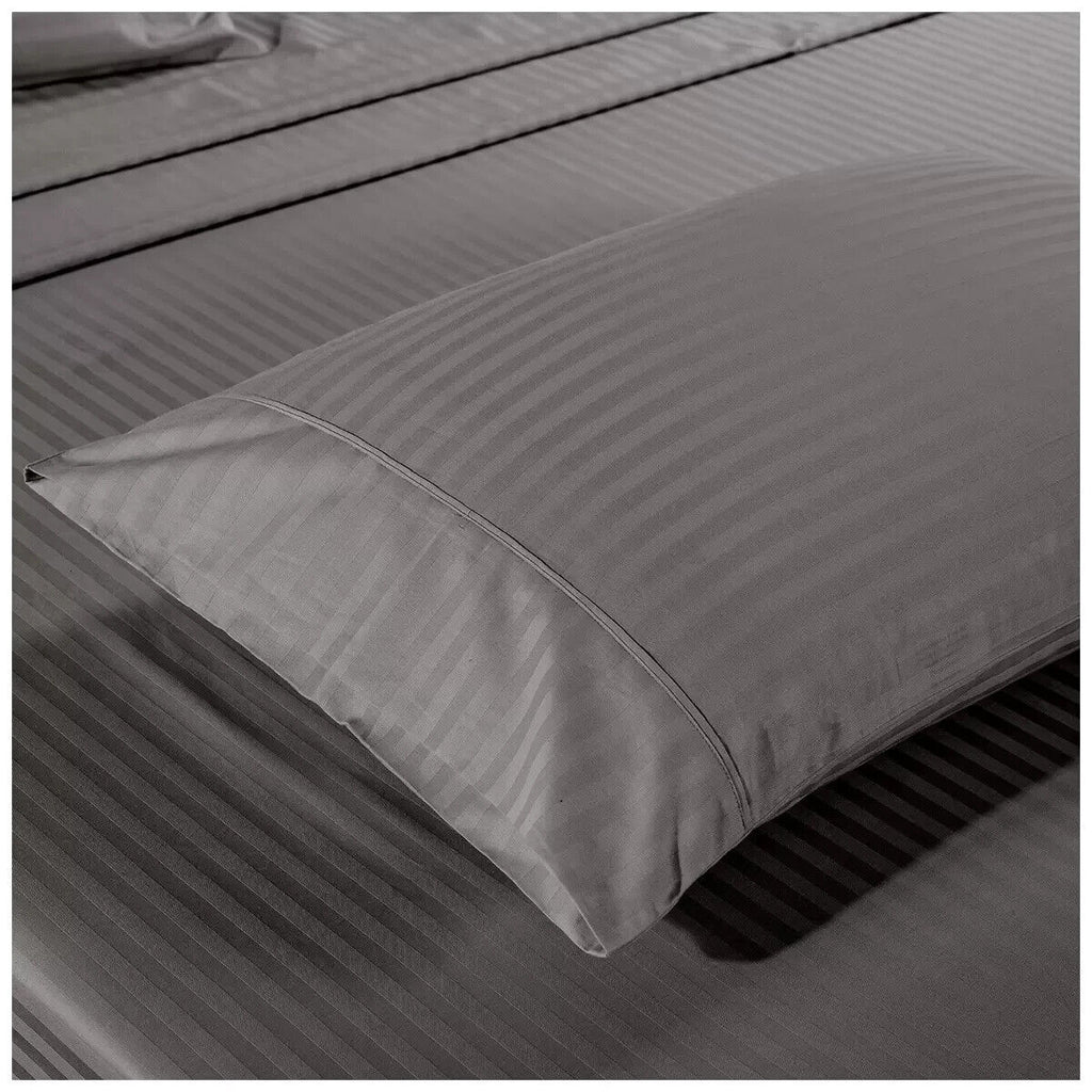 Kensington 1200TC Stripe Cotton Sheet Set Double Charcoal