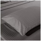 Kensington 1200TC Stripe Cotton Sheet Set Double Charcoal