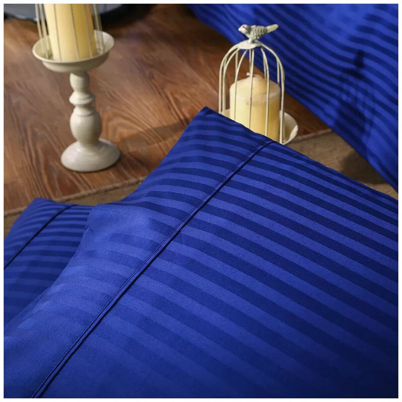 Kensington 1200TC Stripe Cotton Sheet Set Double Indigo