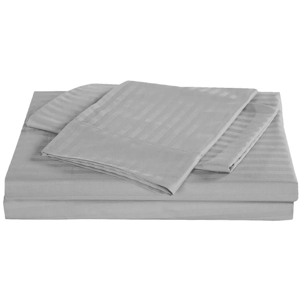 Kensington 1200TC Stripe Cotton Sheet Set Double Silver