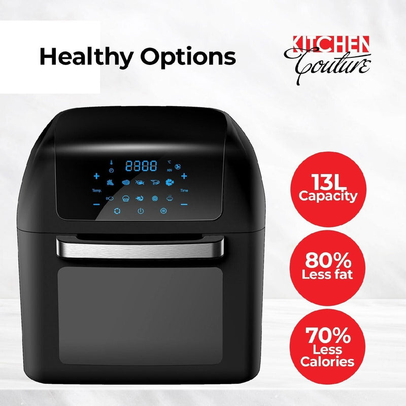 Kitchen Couture Healthy Options 13 Litre Air Fryer 10 Presets LCD Display Black