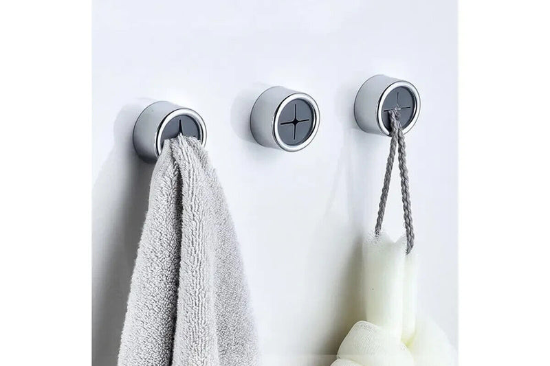 3 Pack Self Adhesive Round Towel Hooks for Kitchen and Bathroom