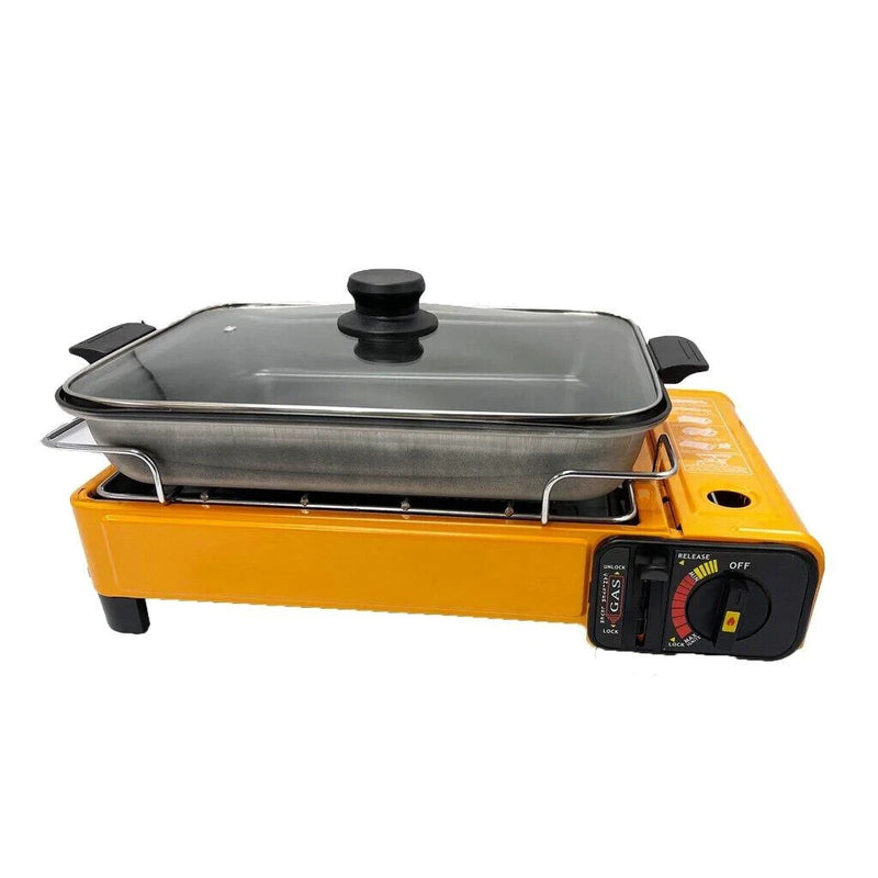 Fish Pan and Lid For Portable Gas Stove Burner Butane BBQ Camping Gas Cooker