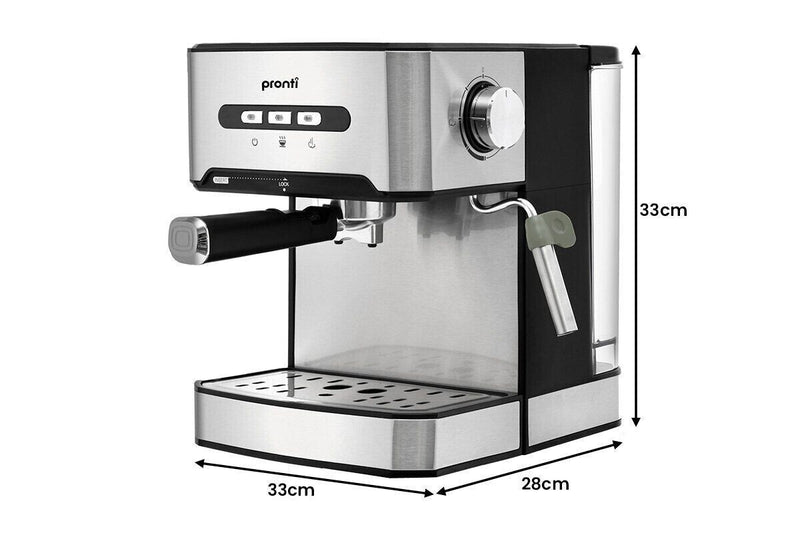 Pronti 1.6L Automatic Coffee Espresso Machine with Steam Frother