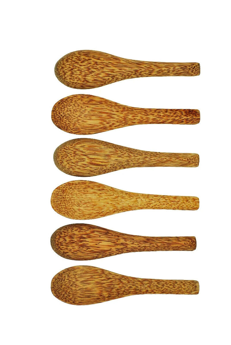 Set of 6 Dinning Coconut wooden Soup Spoons Natural