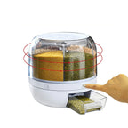 Rice Storage Cereal Dispenser Grain Container Rotating Dry Food Box