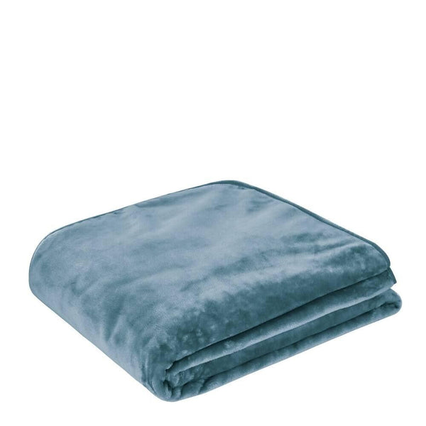 J.Elliot Home 450gsm Solid Faux Mink Blanket Steel Blue