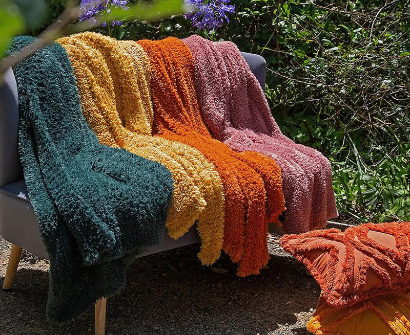 J.Elliot Home Eve Fur Knitted Throw Amber