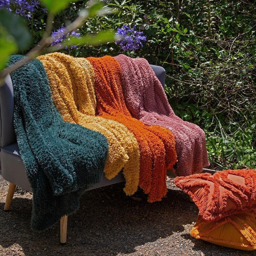 J.Elliot Home Eve Fur Knitted Throw Eden Green