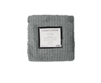 Herringbone Faux Fur Throw Rug Grey