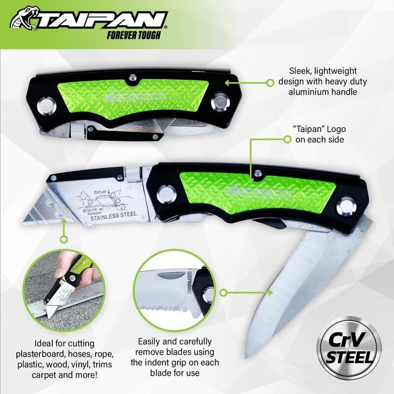 Taipan Twin Blade Folding Knife Aluminium Handle Carbon Vanadium Steel