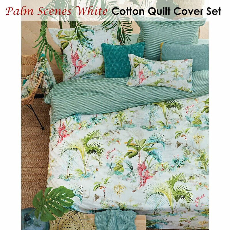 PIP Studio Palm Scenes White Cotton Quilt Cover Set Queen