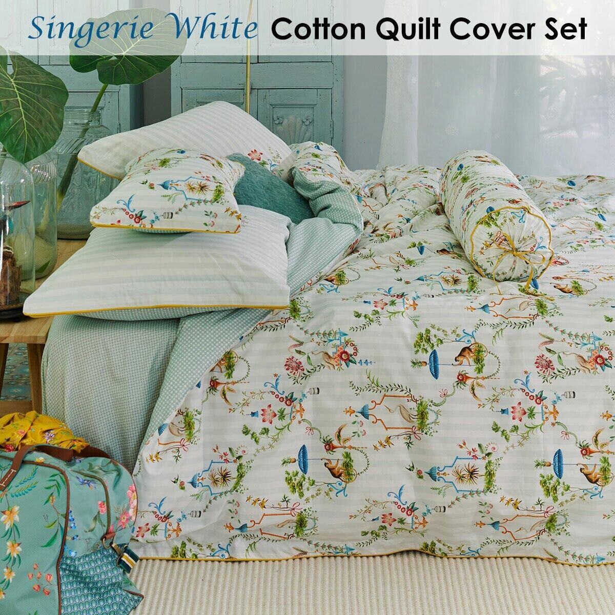PIP Studio Singerie White Cotton Quilt Cover Set Super King