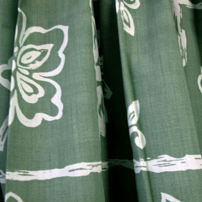 Home Innovations Pair of Polyester Cotton Rod Pocket Green Floral Curtains