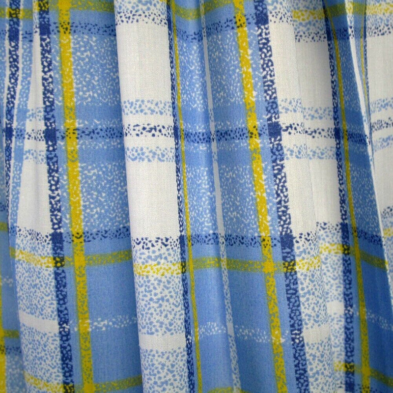 Home Innovations Pair of Polyester Cotton Rod Pocket Blue Checkered Curtains