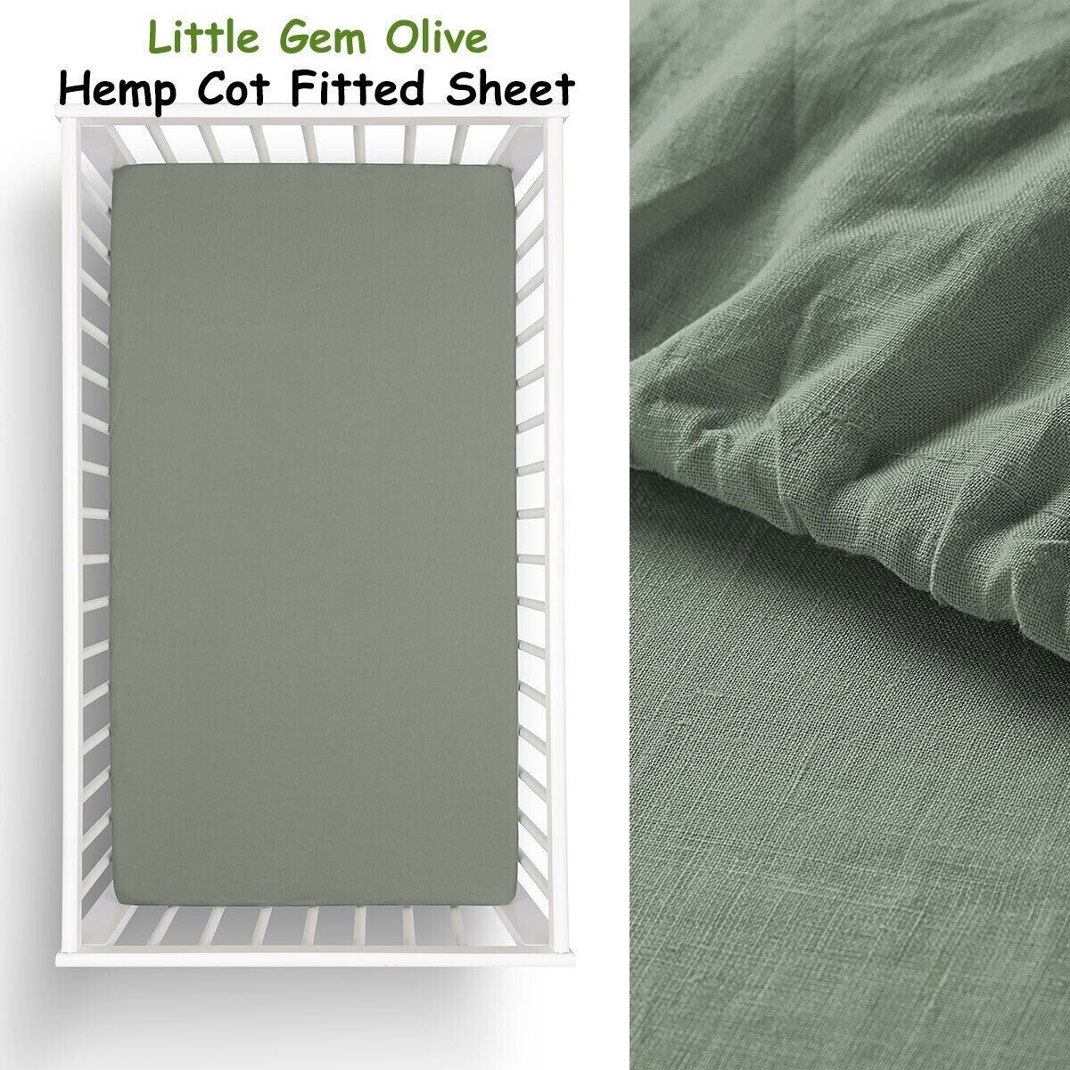 Little Gem 1 Pc Olive Hemp Cot Fitted Sheet