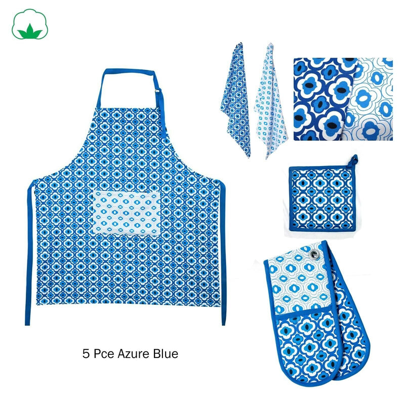 IDC Homewares 5 Pce Cotton Kitchen Set Azure Blue