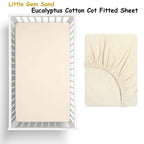 Little Gem Sand Eucalyptus Cotton Cot Fitted Sheet
