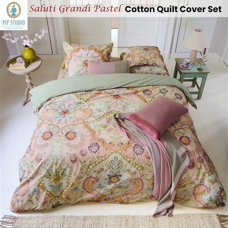 PIP Studio Saluti Grandi Pastel Cotton Quilt Cover Set Queen