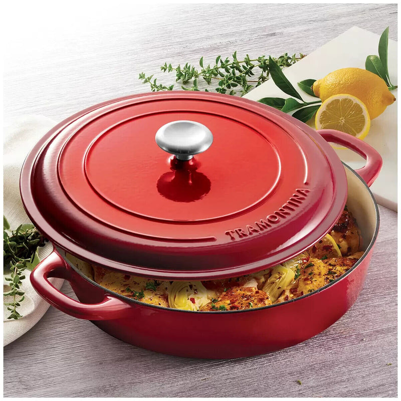 Tramontina Covered Enameled Cast Iron Braiser 3.8L Red