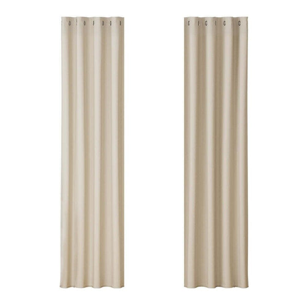 Artiss 2X Blockout Curtains Blackout Window Curtain Eyelet 140x230cm Beige