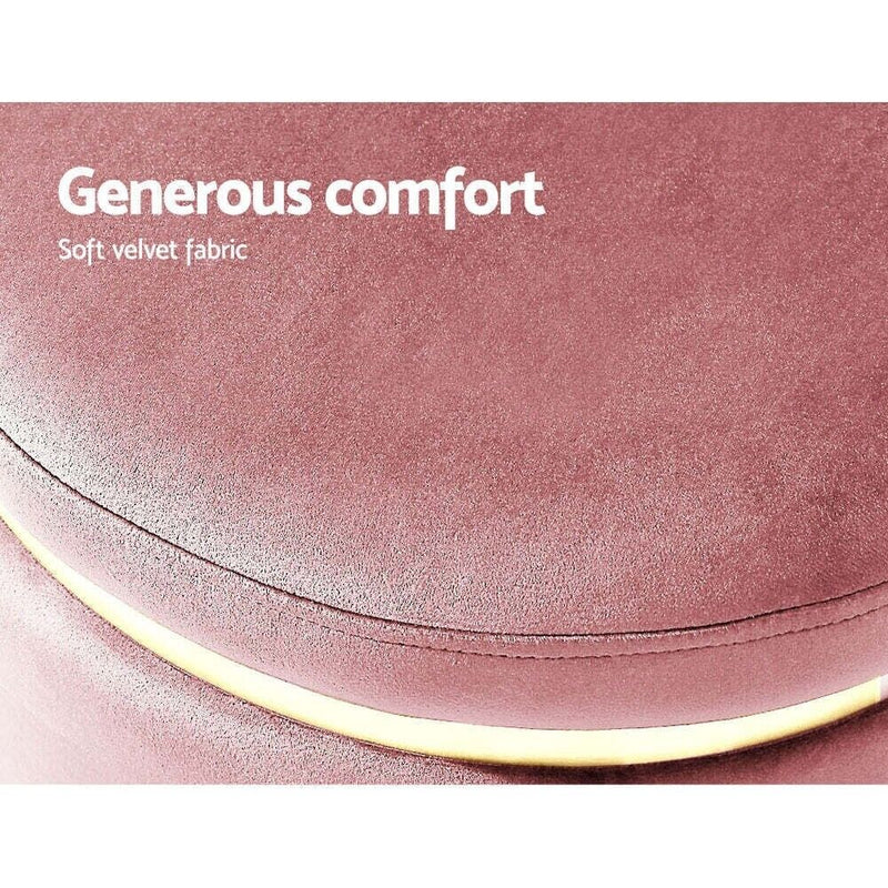 Artiss Round Velvet Foot Stool Ottoman Foot Rest Pouffe Padded Seat Pouf Pink