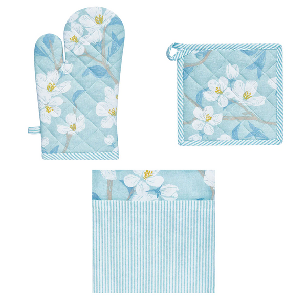 Set of 3 Renee Cotton Cover Kitchen Textile Sky Blue