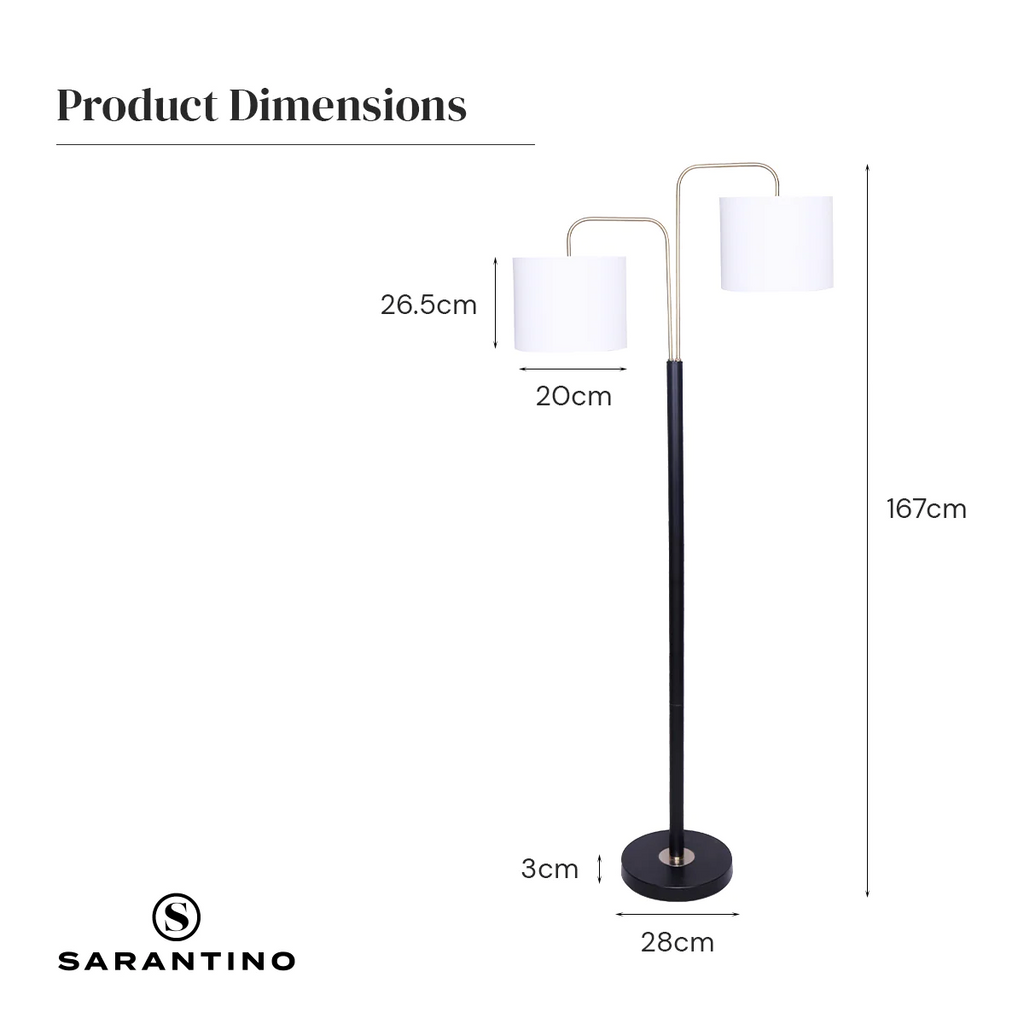 Sarantino Black/Brass Finish Reading Light Electric Table Lamp