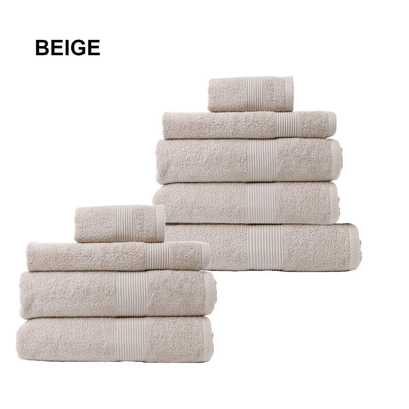 Royal Comfort 9 Piece Cotton Bamboo Towel Bundle Set 450GSM Luxurious Absorbent - Beige
