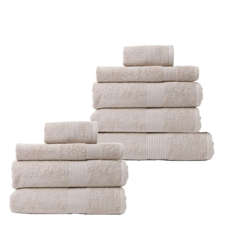 Royal Comfort 9 Piece Cotton Bamboo Towel Bundle Set 450GSM Luxurious Absorbent - Beige