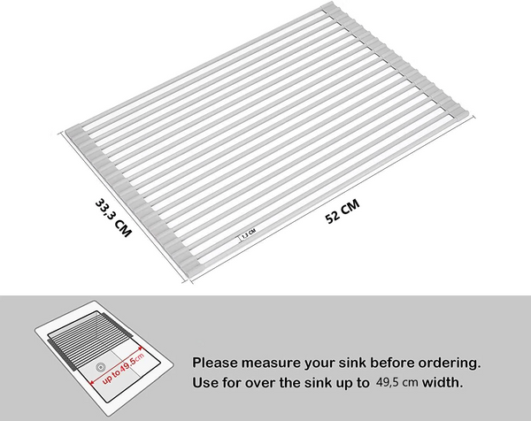 Over The Sink Multipurpose Roll-Up Dish Drying Rack (52 x 33 cm)