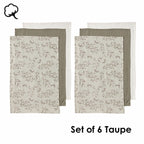 Ladelle Grown Ivy Set of 6 Cotton Kitchen Towels Taupe