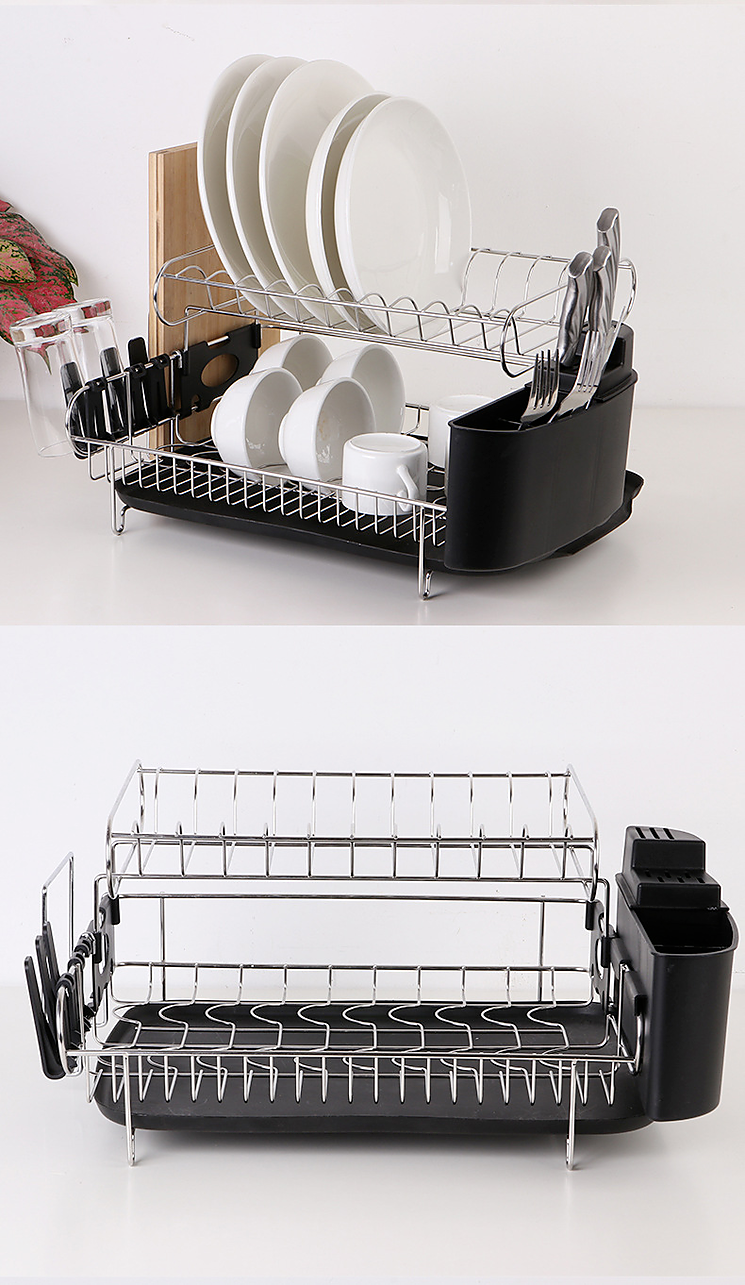 Dish Drying Rack Drainer Cup Plate Holder Cutlery Tray Kitchen Organiser