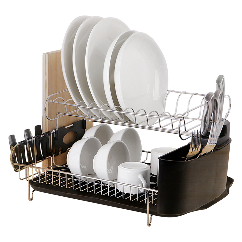 Dish Drying Rack Drainer Cup Plate Holder Cutlery Tray Kitchen Organiser