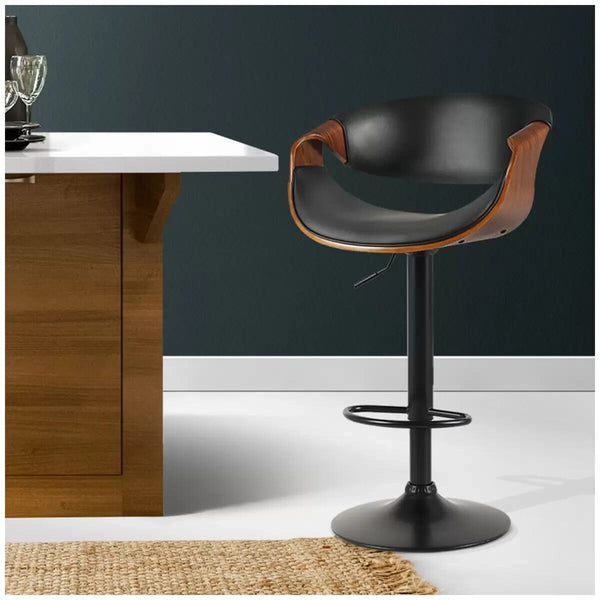 Artiss Bar Stools Tub Seat Wooden and Leather Black