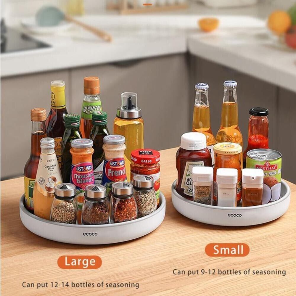 Ecoco Kitchen Rotating Spice Condiment Storage Rack Bathroom Swivel Tray Organiz
