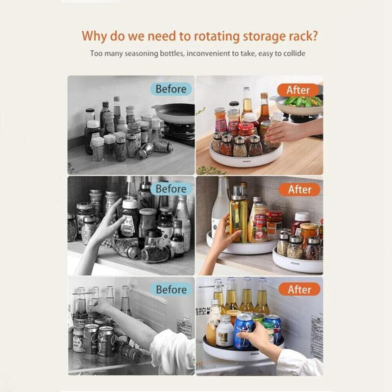Ecoco Kitchen Rotating Spice Condiment Storage Rack Bathroom Swivel Tray Organiz