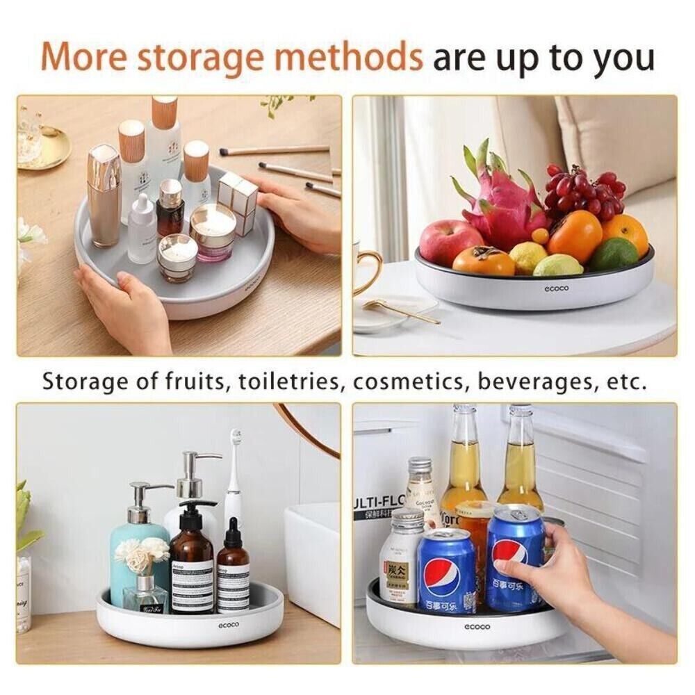 Ecoco Kitchen Rotating Spice Condiment Storage Rack Bathroom Swivel Tray Organiz