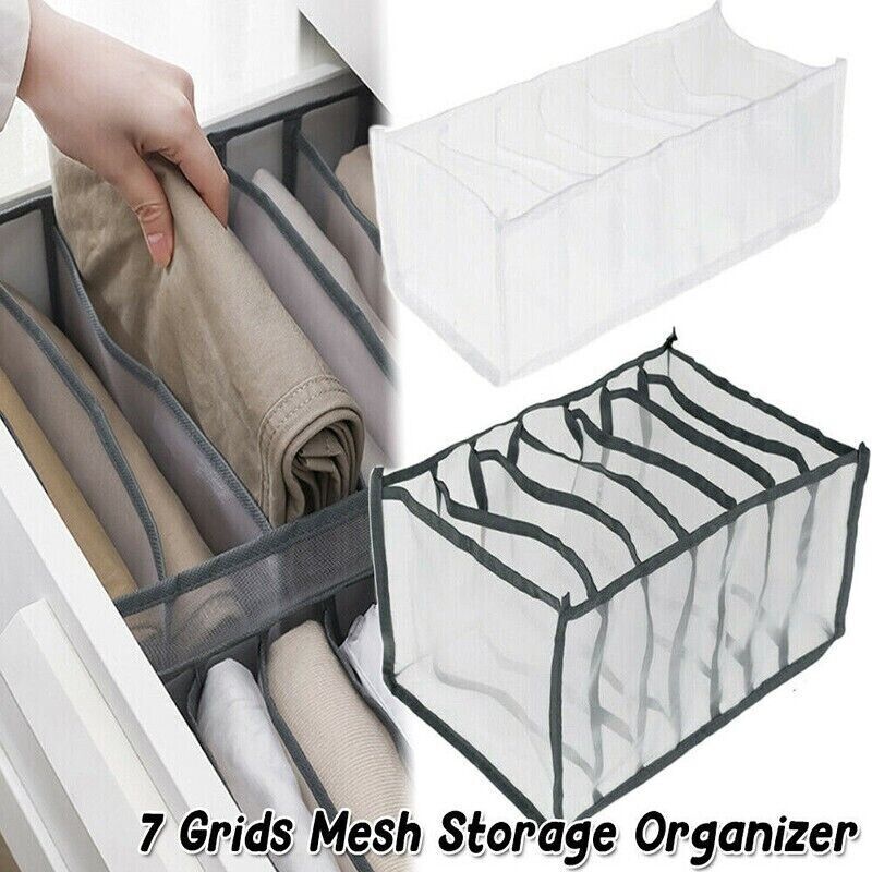 7 Grids Mesh Foldable Clothes Storage Jeans Pants Organizer Clothes Organizer