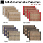 Ladelle Set of 4 Loma Woven Table Placemats Black