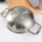 26cm seafood Silver Paella Pan with Riveted Chrome Plated Handles Dishwasher Saf