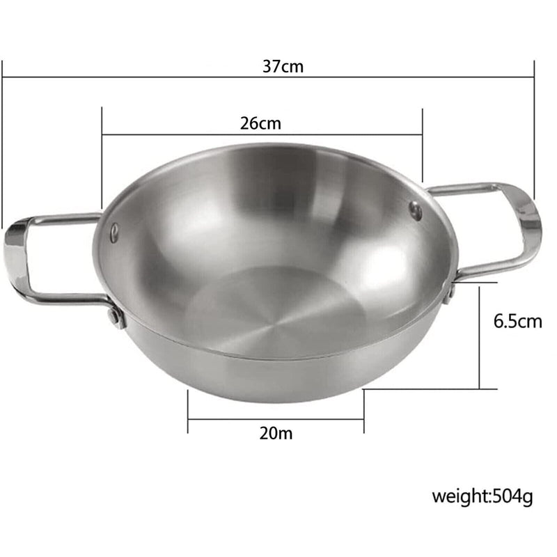 26cm seafood Silver Paella Pan with Riveted Chrome Plated Handles Dishwasher Saf