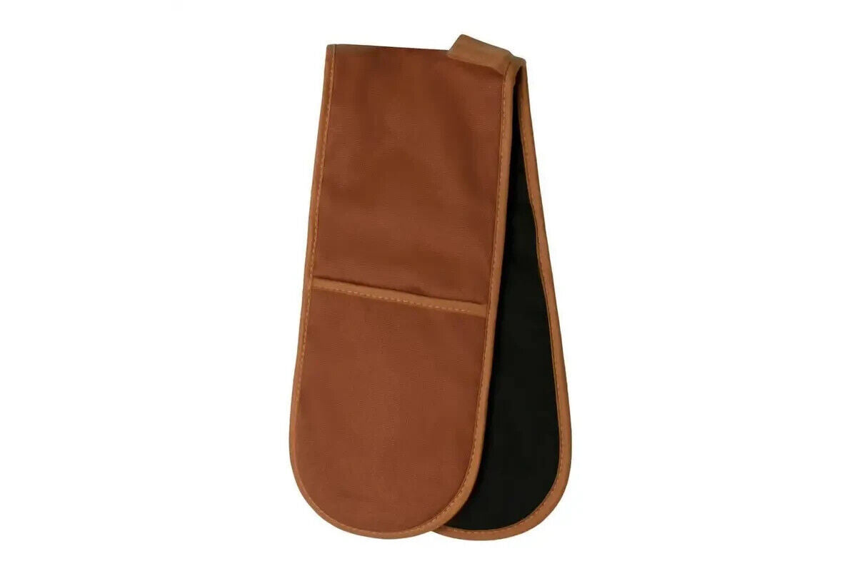 J Elliot Home Selby Cotton Double Oven Mitt Glove 17 x 82 cm Ginger & Black